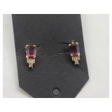 CZ Clip Back Earrings Marked Monet