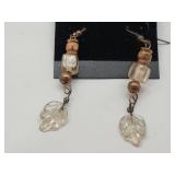 VTG Glass Bead Leaf Earrings
