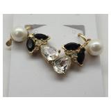 VTG Rhinestone & Faux Pearl Clip Back Earrings