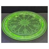 Uranium Etched Cameo 10" Footed Cake Plate