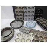 Glass Pie Pans & LOT OF Baking Pans Muffin +