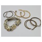 Lot of Hoop Earrings & Cora Bracelet