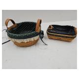 2 Longaberger Bskts 7" Round, & 5 x 6 1/2 Rect.