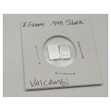 2 Grams .999 Fine Valcambi Silver Bars