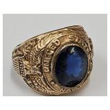 10k Gold  Navy  SZ 8 Ring See Chipped Stone