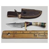 Small Damascus Knife W Sheath