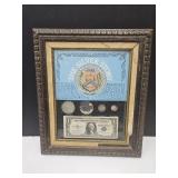Framed Silver Story Coins Morgan Dollar +