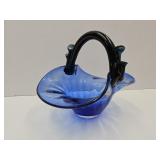 Cobalt Blue Glass Basket 8 3/4"W
