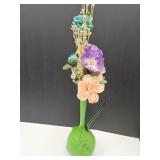 Sweet Art Glass Large 18" Vase W Artifical Flowers