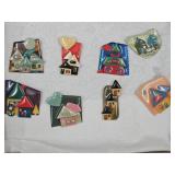 8 Signed House Pins By Lucinda Brooches