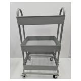 3 Tier Metal Cart On Wheels 28x16"