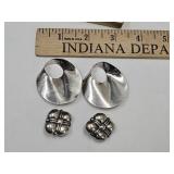 2 PR Sterling Silver Earrings Clip-Ons See WT