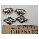 2 PR Sterling Silver Earrings Clip-Ons See Weight