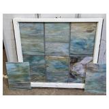 6 Pane Stained Glass Window 38x36" Broke W Extra