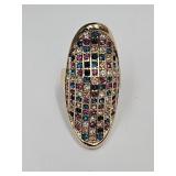 Crystal Gold Tone Ring Size 8.5