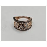 Mocha W White Diamond Simulant Ring Size 8