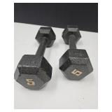 Par 5Lb Cast Iron Hex Dumbbells