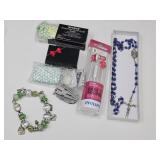 Rosary, Bracelet, 2 Key Rings W Lights & Earbuds