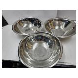 3 Stainles Steel Bowls 15 1/2" w
