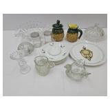Ironstone England Saucers & VTG Glass Lot