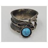 Silver Tone Ring w Stone Sz 5