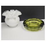 Fostoria VTG Ashtray & Fenton Vase 5"W