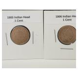 1905-1906 Indian Head Penny Coins