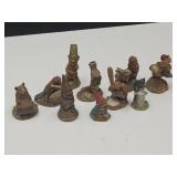 Tom Clark 10 Small Gnomes & Animals. 1 Brass Gnome
