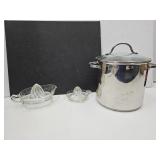 2 VTG Glass Juicers, 4"W & 7"W & Stockpot
