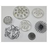 VTG Lot OF Flower Frog Glass & Metal