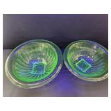 Uranium Glass Bowls 8 1/3 & 9 1/3" W