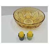 VTG ServRite Corn Cob S&P Shakers & Amber Bowl