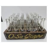 Primitive Wood Crate w  O-So-Grape Bottles