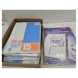 Lot of Dividers & Science Paper 15 Sheets/Pk