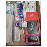 Lot of Stamp Pads, Rulers Compasses, +