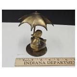 Solid Brass Whimsical Duck W Umbrella 4.5"H