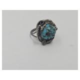 Navajo Turquoise Ring Signed Sarah Curley SC 4 3/4