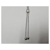 925 Silver Silver Necklace w Rhinestones 26" Chain