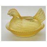 New Not Vintage Glass Hen on a Nest 4.5"