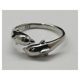 New 925 Silver Dolphin Adjustable Ring