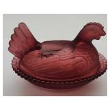 New Not Vintage Glass Hen on a Nest 4.5"