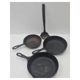 Cast Iron Ladle & Skillets Up To 14"