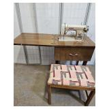 Vintage DeLuxe Electric Sewing Machine & Bench