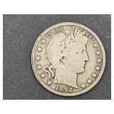 1892 Silver Barber Half Dollar Coin