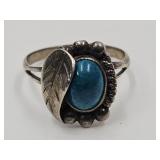 VTG 925 Silver Turquoise Ring    Sz 6 1/2