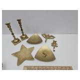 Brass LOT Candle Holders, Hanging Hooks +