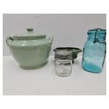 Pottery Cookie  Jar, Planter & Ball Jars
