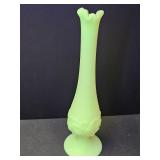 VTG Fenton Custard Satin Uranium Vase 9.5" H
