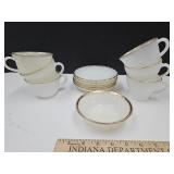 VTG Fire King Gold Trim Dishes: Tea Cup, Saucers +