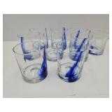 Set Of 9 Libbey Cobalt Swirl Cups